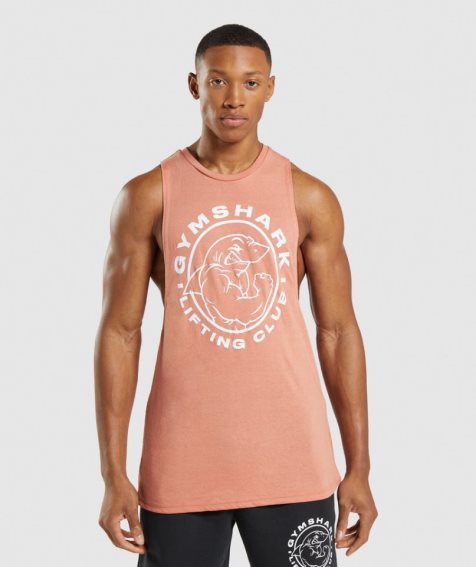 Men's Gymshark Legacy Drop Arm Tanks Pink | NZ 6UHREF